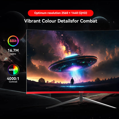 Reletech G27X Flex Pro Monitor 27" Gaming Curved 2560x1440 QHD 180Hz HDMI x2 DP x2 1800R 72% sRGB Adaptive Sync