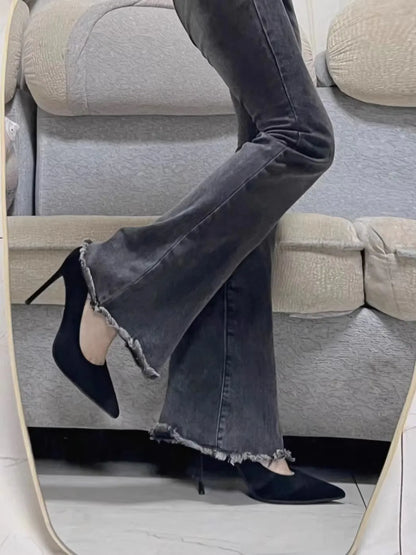Women Shoes 2023 New Women Pumps Suede High Heels Shoes Fashion Office Shoes Stiletto Party Female Comfort Women Heels