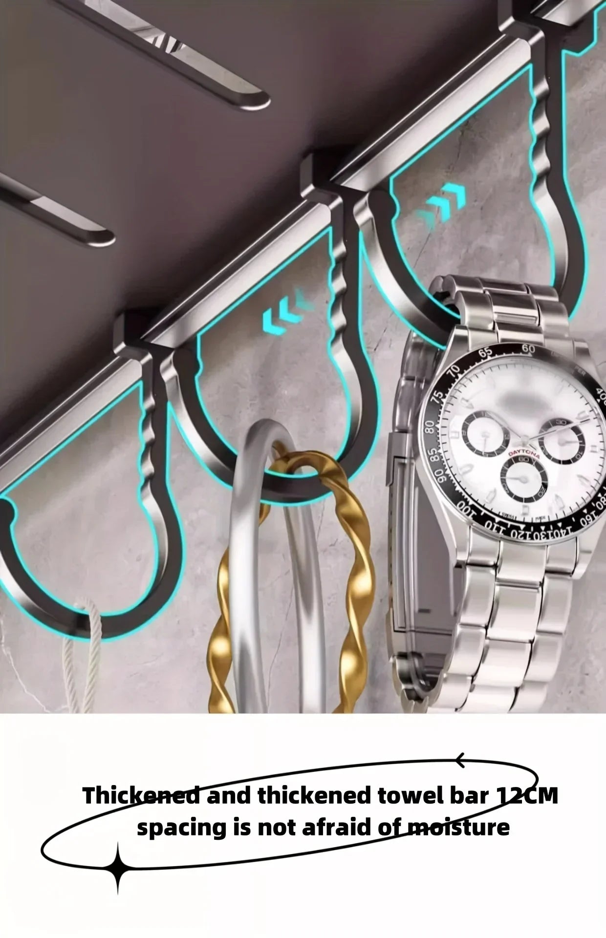 Bathroom Space Storage Towel Items Storage Rack Shampoo Bottle Mouthwash Cup Triple Shelf Wall Hooks Bathroom Accessories