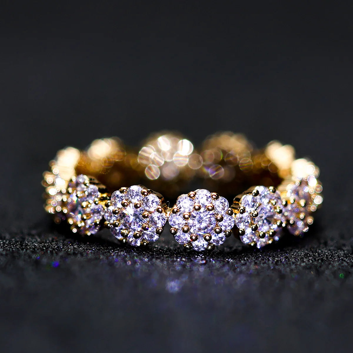 Luxury Female Charm White Zircon Ring Yellow Gold Color Rings For Women Crystal Stone Engagemen Jewelry