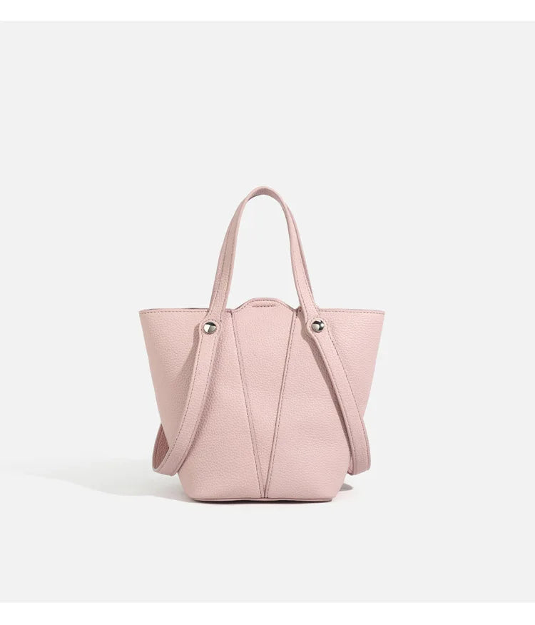 Designer PU Leather Bucket Bag Women Fashion Two-in-One Shoulder Crossbody Top Handle Convertible Purse High Quality