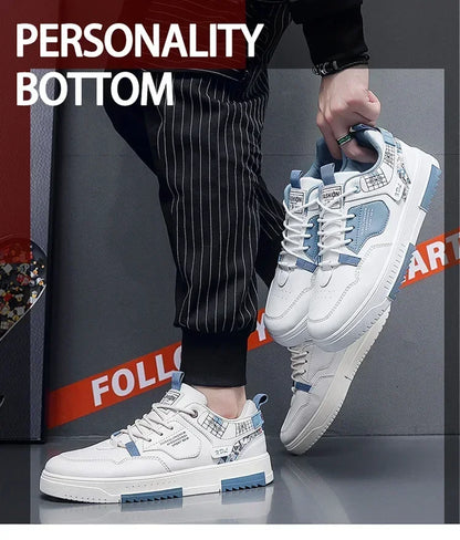 Men's shoes 2025 summer new breathable white shoes men's trendy and versatile thick soled sports board shoes trendy shoes