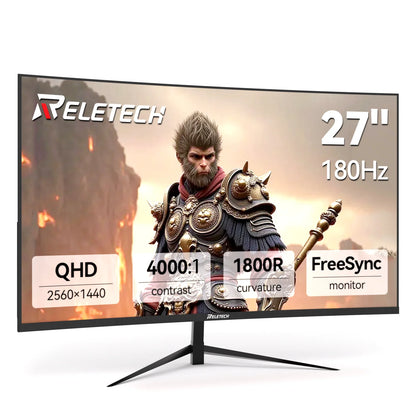 Reletech G27X Flex Pro Monitor 27" Gaming Curved 2560x1440 QHD 180Hz HDMI x2 DP x2 1800R 72% sRGB Adaptive Sync