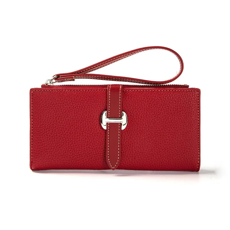 Luxury Designer Women's Wallet PU Leather Long Purse for Women Card Holder Handbag with Zip Pocket Simple Clutch Bag