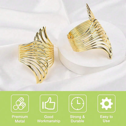 2pcs Modern Luxury Gold/Silver Creative Angel Wings Pattern Spring Curtain Tiebacks,Used For Bedroom, Living Room Curtains