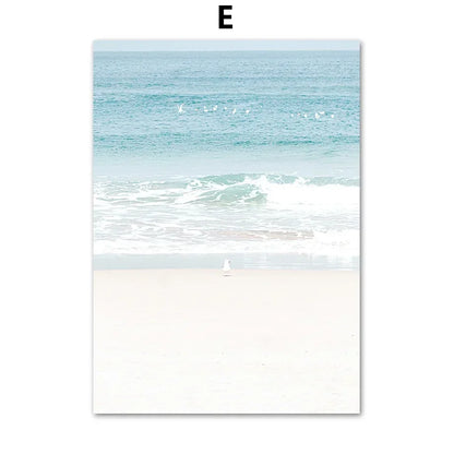 Wall Art Canvas Painting Nordic Palm Tree Sea Beach Flower Bird Seascape Posters and Prints Wall Pictures for Living Room Decor