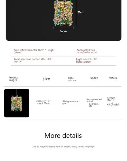 Bedroom Bedside Lamp Crystal Small Chandelier French Flower Light Luxury Entrance Cabinet Restaurant Cloakroom Hanging Line Lamp