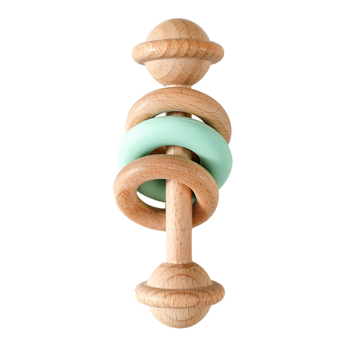 Baby Toys Wooden Rattles Silicone Ring Baby Rattles and Mobiles 0 12 Months Sensory Toys for Baby  Wooden Teether for Baby Gifts