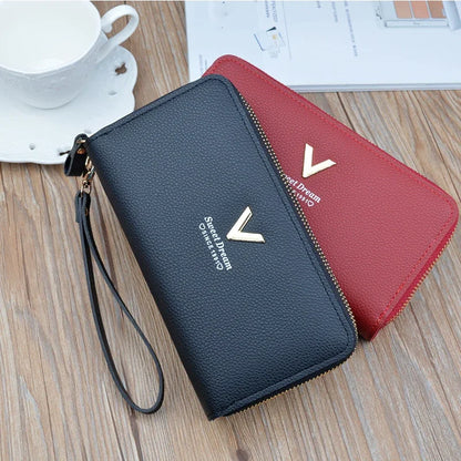 Pu Leather Women Wallets Women Purses Fashion Long Zipper Women's Wallet Money Coin Holder Female Long Purse Female Purse Zipper