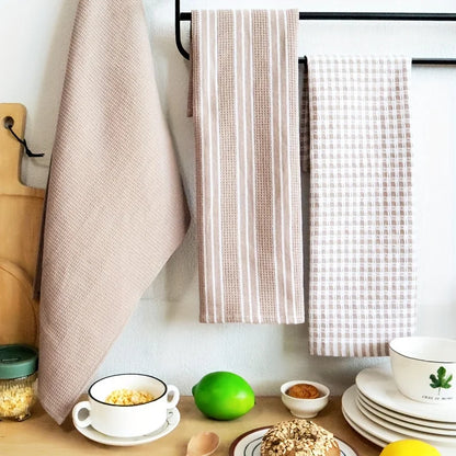 3-piece set of soft, absorbent kitchen towels – large, durable waffle-knit scrubbing cloths