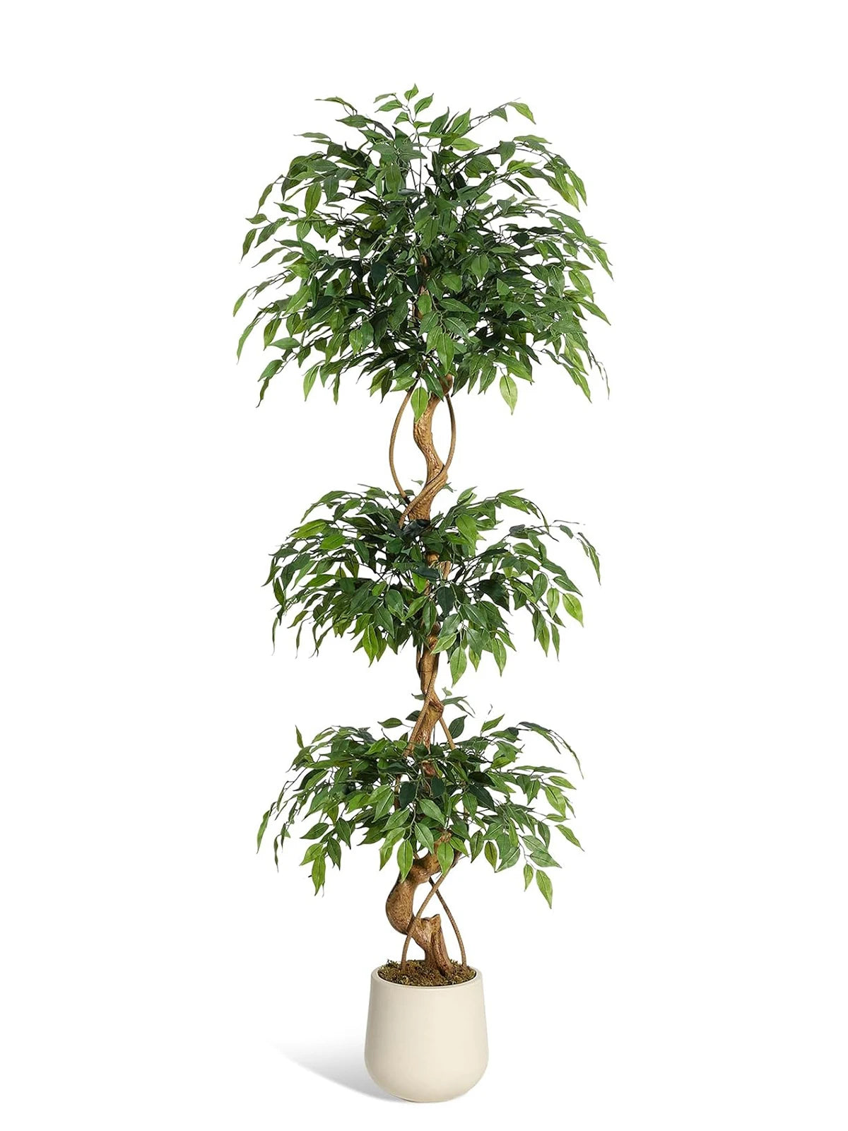 Ficus Tree Artificial, 4FT/5FT/6FT Artificial Plants Indoor in Sturdy White Pot,Indoor Faux Green Tree for Home Decor Indoor