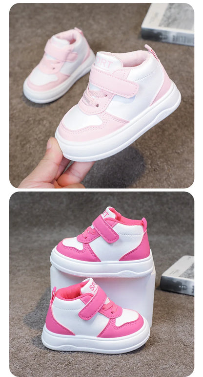 Fashion Kids Sneakers Spring Autumn High Top Breathable Casual Shoes Girls Non-slip Board Shoes Boys Outdoors Basketball Shoes