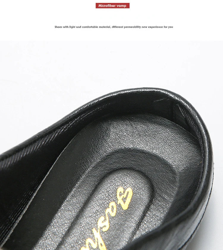 Designer Men Slippers Luxury Leather Casual Shoes for Men Breathable Soft Soled Loafers Fashion British style Men Half Slippers