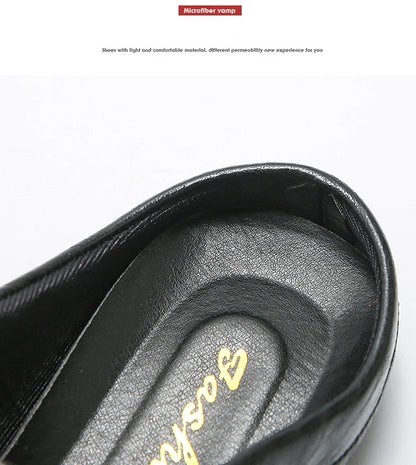 Designer Men Slippers Luxury Leather Casual Shoes for Men Breathable Soft Soled Loafers Fashion British style Men Half Slippers