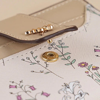PU Leather Short Wallet Women Multi-Cards Zipper Coin Purse Hasp Small Flowers Card Bag Wallet Zipper Hasp For Girl