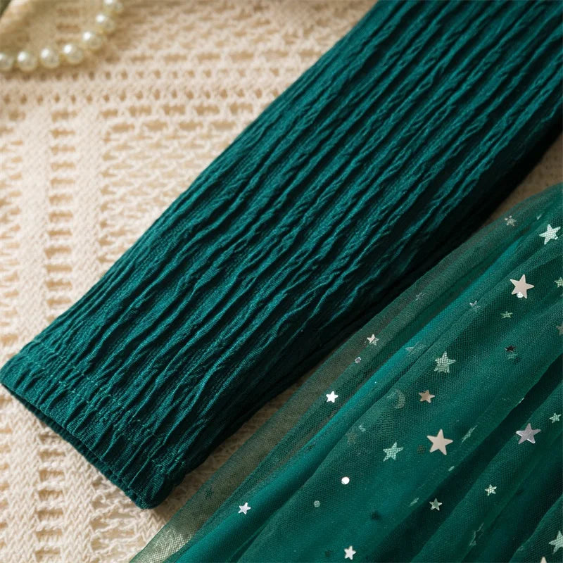 Elegant New Girl Embroidery Flower Girl Dresses for Wedding Autumn Winter Long Sleeve Princess Birthday Party Clothing 3-8Yrs