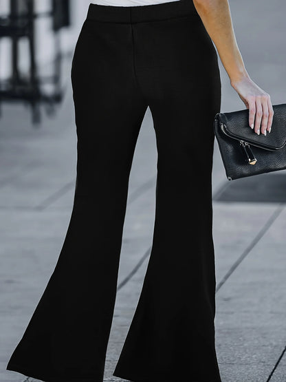 New autumn 2024 plus size women's British elegant and gentle street style hot pleated design flared pants.