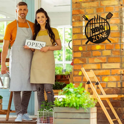 Barbecue Wall Hanging Decor BBQ Zone Retro Signs Grill Outdoor Backyard Kitchen iron Art Decoratio Art,Metal Round Grill Sign