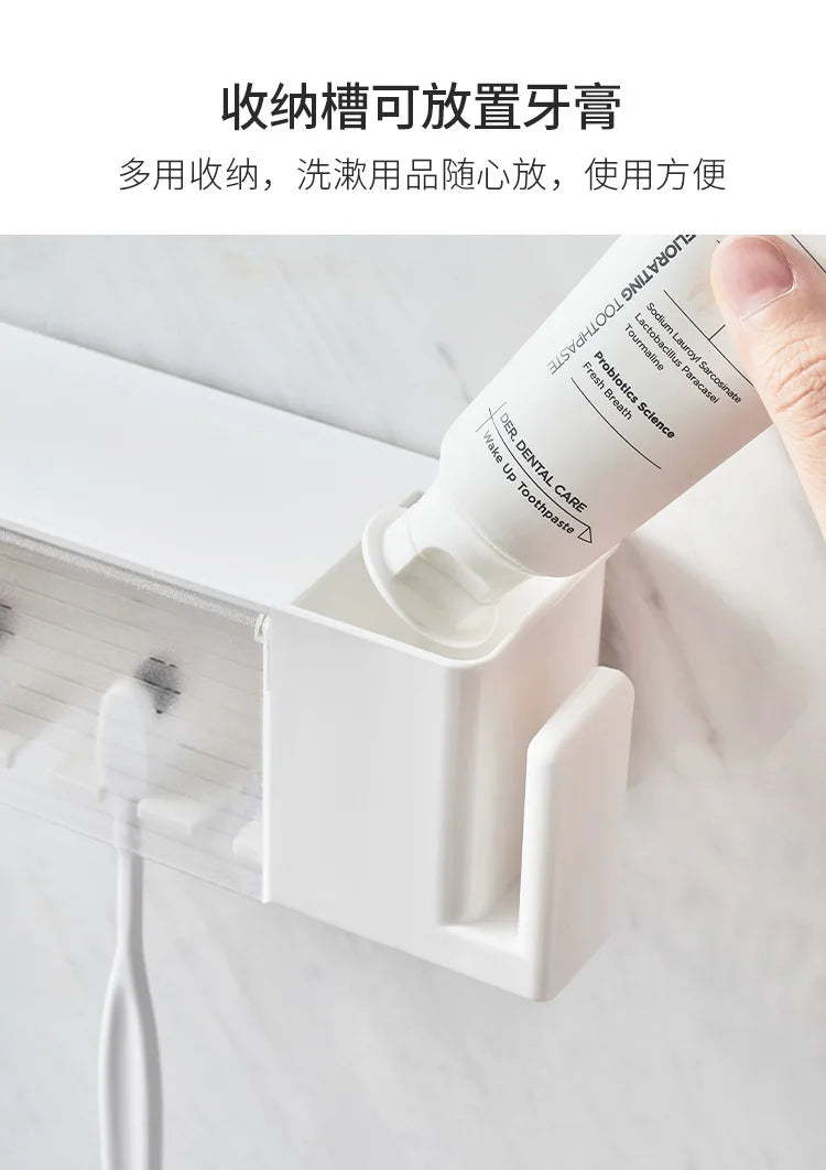 Bathroom Shelves Wall Mount Toothbrush Toothpaste Holder Suction Cup Storage Rack Toiletries Organizer Bathroom Accessories