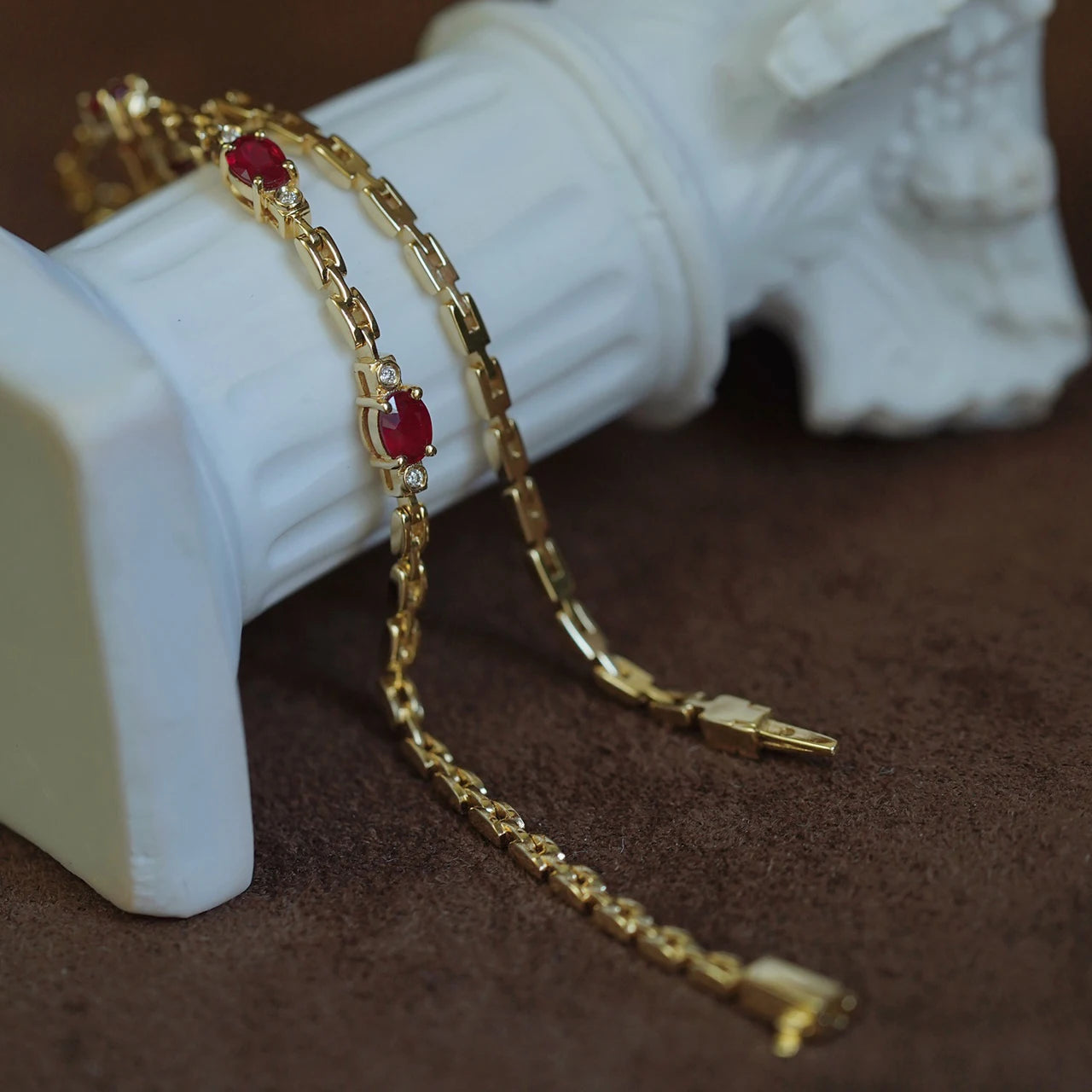 New in light luxury silver inlaid ruby diamond bracelet for women charm chain fine section exquisite high-end engagement jewelry