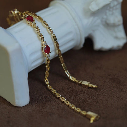 New in light luxury silver inlaid ruby diamond bracelet for women charm chain fine section exquisite high-end engagement jewelry