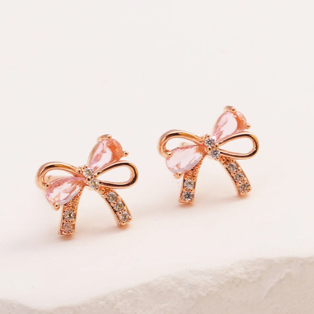 Y2K Exquisite Sweet Pink Zircon Bowknot Love Heart Chain Bracelet For Women Girls Party Birthday Jewelry Gift