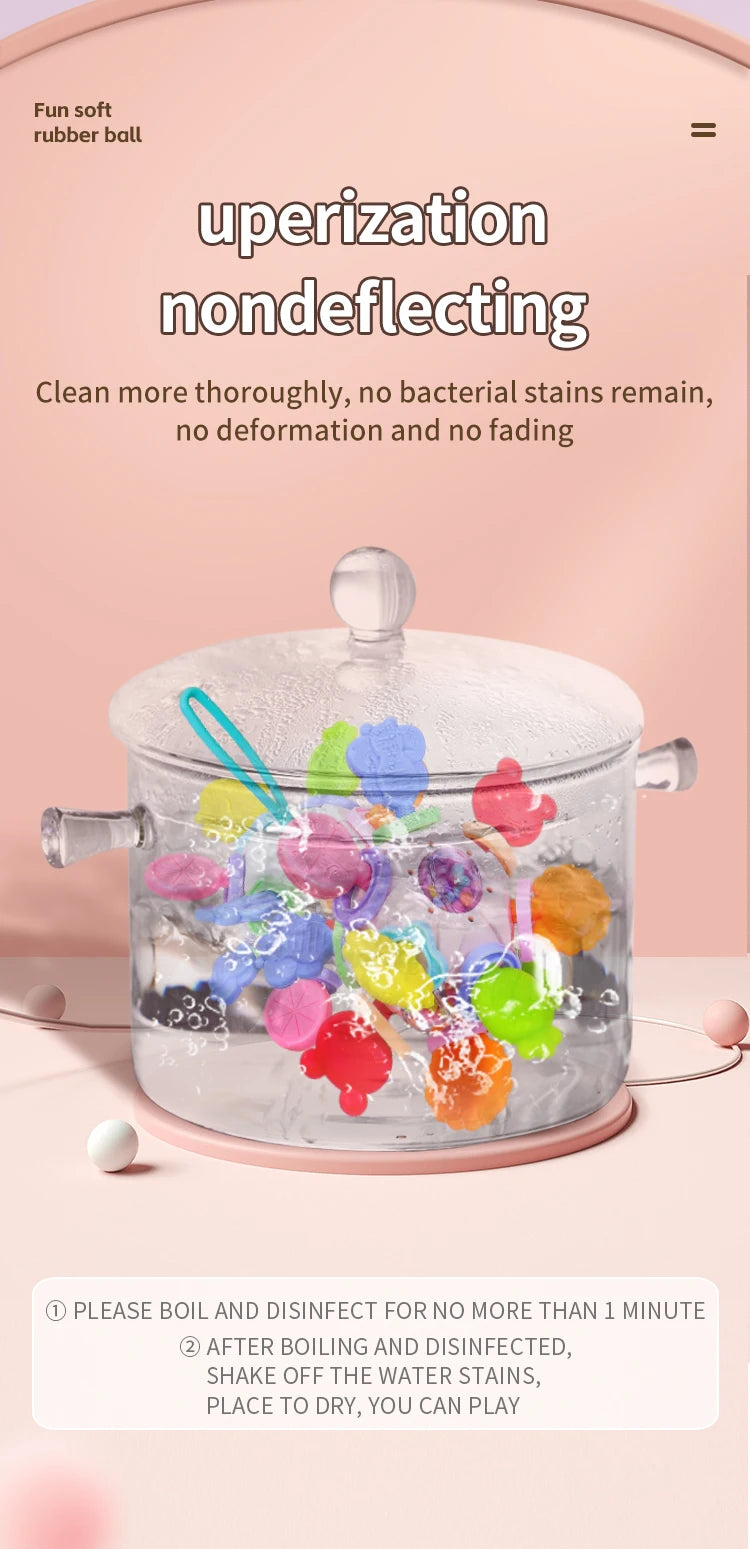 Montessori Baby Teething Toys Sensory Chew Teething Ball Rattle Grasping Activities Babies Toys for 0-18 Months Girls Boys Gifts