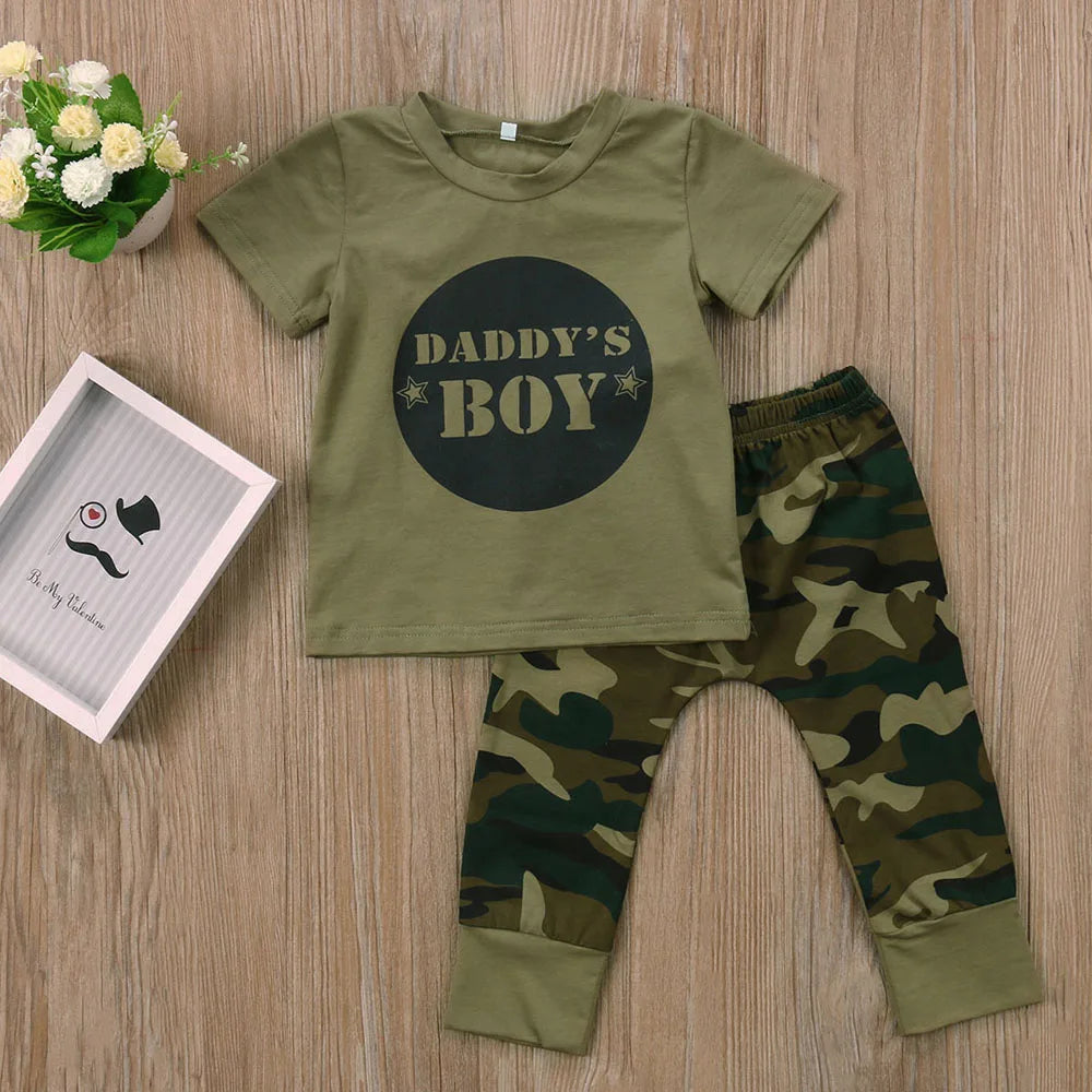 Newborn Baby Boy Clothes Camouflage Print Toddler Girl Clothes T-shirt Harem Pant 2Pcs Boys Set Children Infant Outfit A255