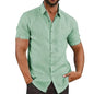 Summer Cotton Linen Shirts for Men Casual Short Sleeved Shirts Blouses Solid Turn-Down Collar Formal Beach Shirts Male Clothing