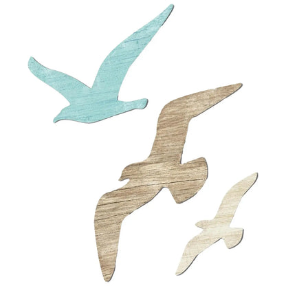 3 Pieces Wooden Seagull Wall Decor Theme Art Beach Themed Home Decoration for Dorm Indoor/Outdoor Background Hallway