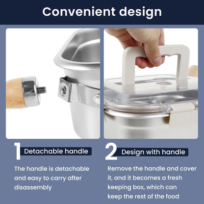 Stainless Steel Deep Fryer Pot set with Basket and Fried Mesh and Steam Rack Square Deep Frying Pot Multifunctional Cooking Pan