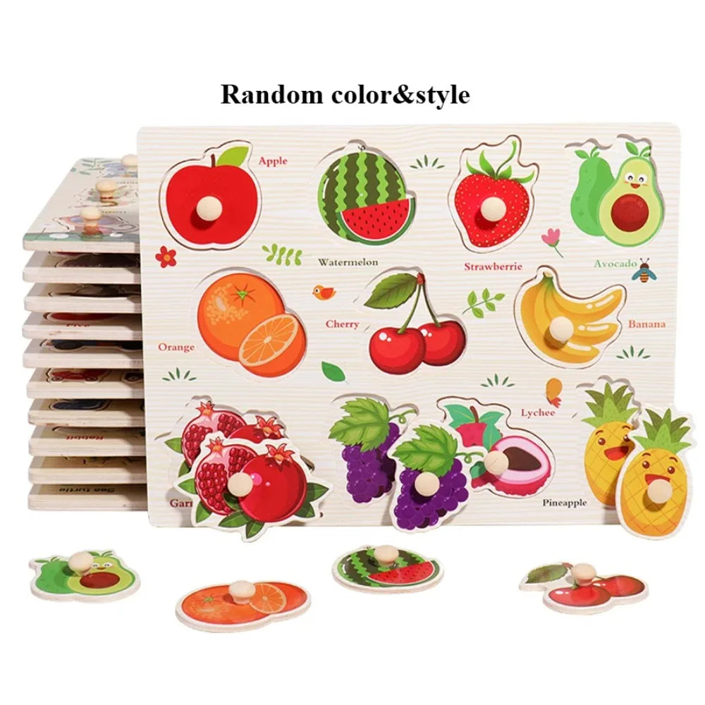 Montessori Baby Wooden Toys 1 2 3 Years Children Hand Grab Board Puzzle Game Toddler Fine Motor Skills Educational Toys for Kids