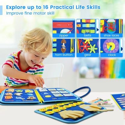 Montessori Toys Busy Board Sensory Activity Developing Board for Motor Skills,Learning Board for Toddlers  Christmas Gift