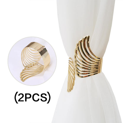 2pcs Modern Luxury Gold/Silver Creative Angel Wings Pattern Spring Curtain Tiebacks,Used For Bedroom, Living Room Curtains
