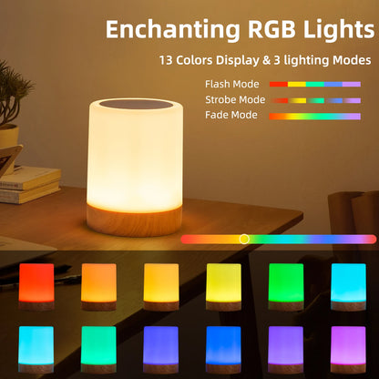 16 Colors Smart Touch Bedside Table Lamp RGB USB Rechargeable Night Light Desk Lamp Bedroom Decoration Gift Dining Table Light