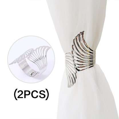 2pcs Modern Luxury Gold/Silver Creative Angel Wings Pattern Spring Curtain Tiebacks,Used For Bedroom, Living Room Curtains