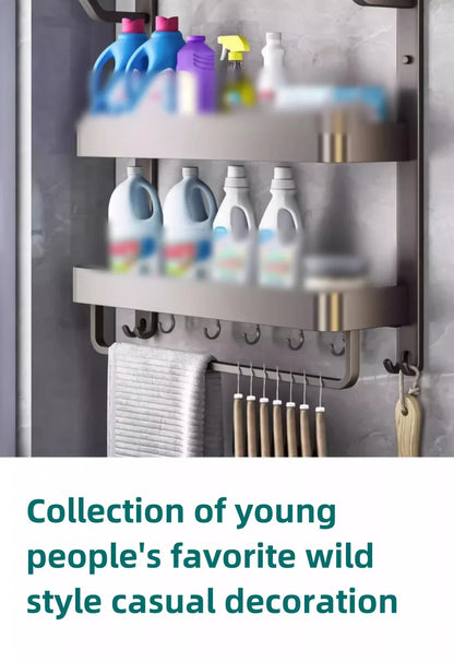 Bathroom Space Storage Towel Items Storage Rack Shampoo Bottle Mouthwash Cup Triple Shelf Wall Hooks Bathroom Accessories