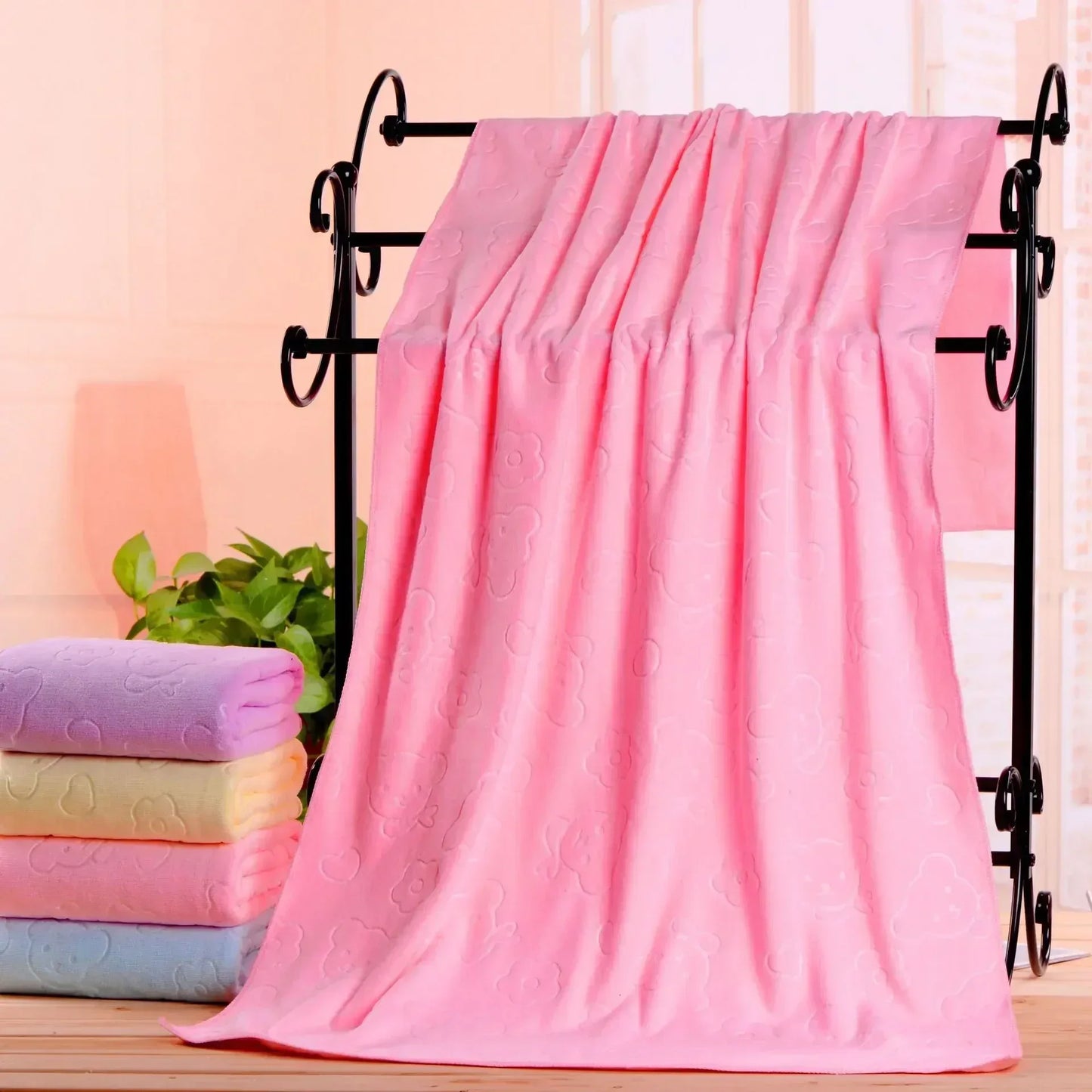 Embossed Towels Set  Quick Drying Towels Bath Towels Absorbent Soft and Comfortable Bathrobes Ultra-fine Fiber Towels Bathroom