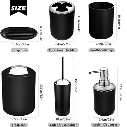 Bathroom Accessory Set,6 Piece Gift Set,Toothbrush Holder,Toothbrush Cup,Soap Dispenser,Soap Dish,Toilet Brush Holder,Trash Can