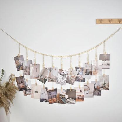1 Pc Photo Display Wall Hanging Decor Boho Home Decoration Wooden Beads Macrame Tapestry For Wall Hanging Room Decors Aesthetic