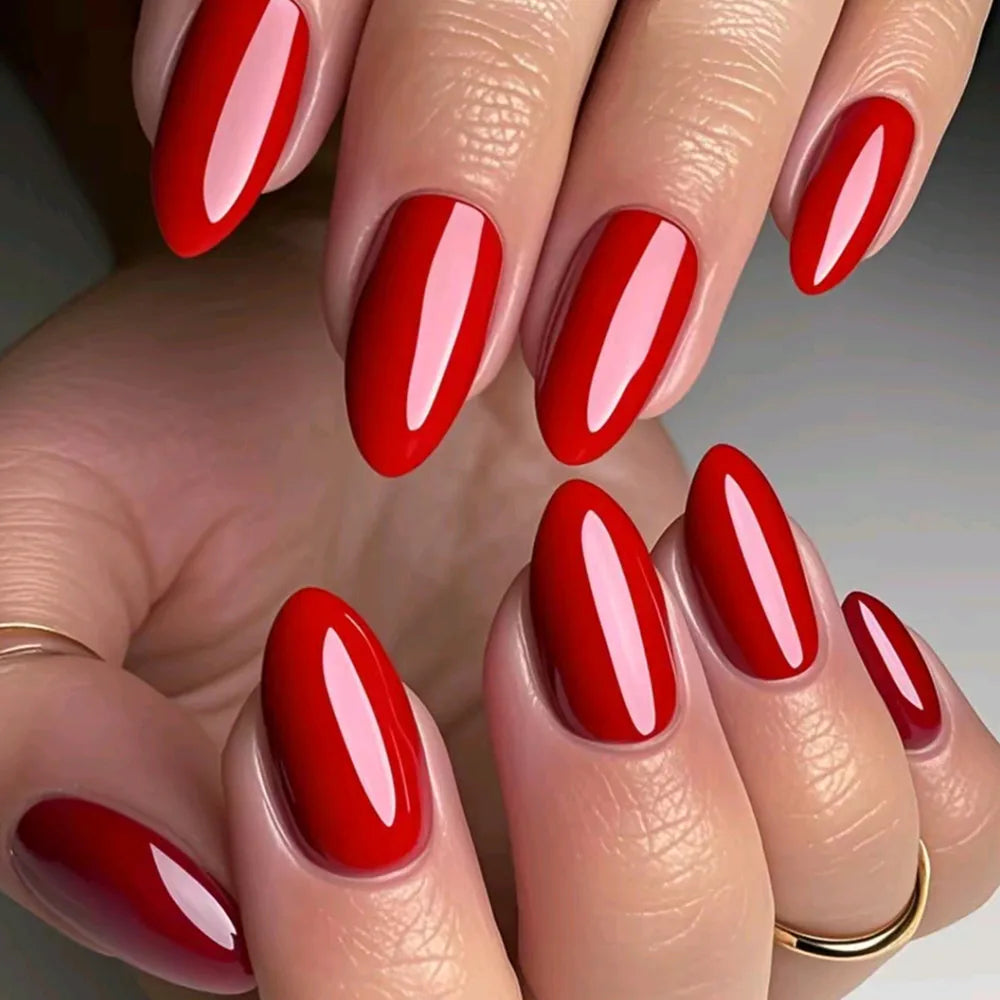 2 Sets Short Fake Nail Designs Red Stilettos Woman Artificial Press On Fake Nails For Gluing DIY Lady Finger Tip Manicure Tools