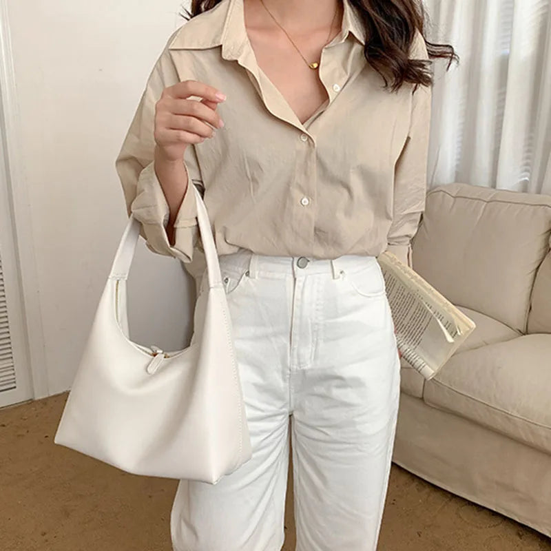 Women Tote Bag Fashion Underarm Pouch Large Capacity PU Leather Shoulder Bags Retro Casual Portable Bucket Bags For School Work