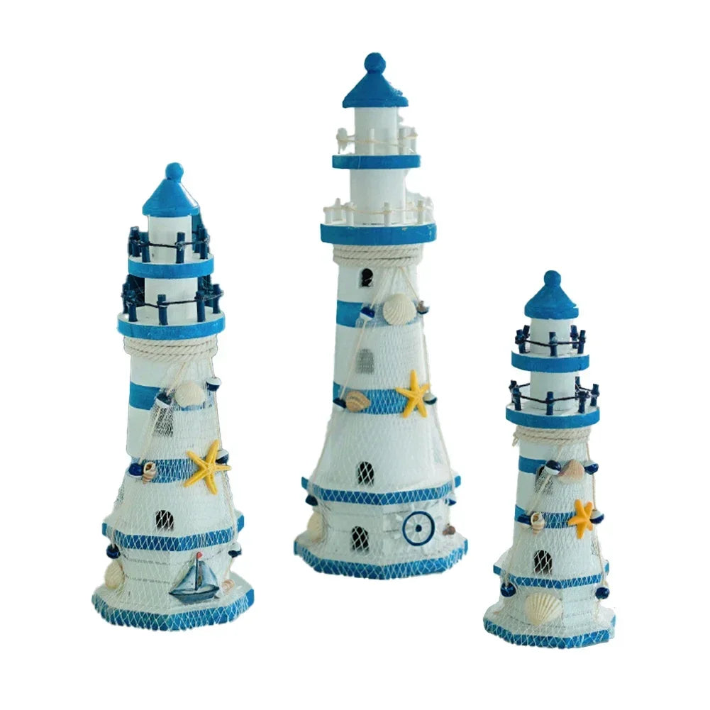 Mediterranean Wooden Lighthouse Sea Decorations Home Decoration Creative Marine Style Decor Gifts For Kids Living Room Ornament