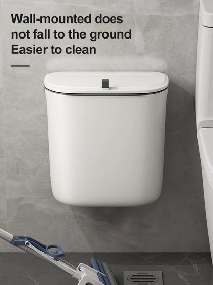 Bathroom Trash Can Wall Mounted Hanging Trash Bin With Lid Waterproof Narrow Seam Rubbish Bin Toilet Waste Garbage Bin 7/9L