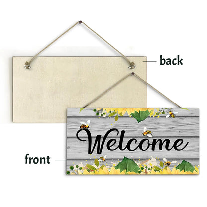 Rustic Welcome Wall Hanging Decor Wood Art Plaques Sign Door Sign for Home Living Room Front Door Decor