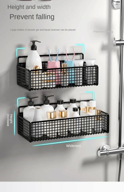 Bathroom Organiser Multifunctional Toiletries Organiser No-Punch Bathroom Shelf Bathroom Kitchen Wall Mount Storage Rack