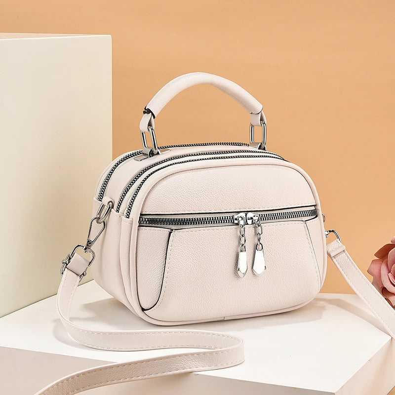 Women Small Purses and Handbags PU Leather Solid Color Zipper Shoulder Bag Cross Body Bags Small Wallets Short Handle Bag