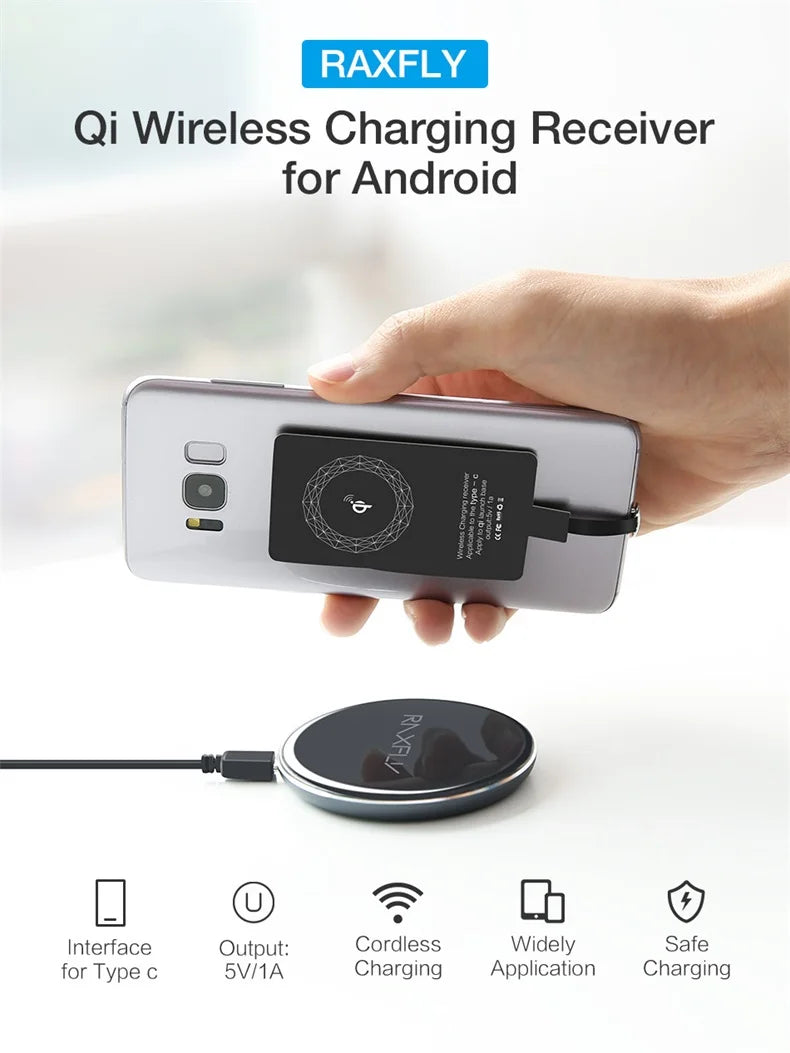 Wireless Charger Receiver Support Type C/Micro USB/Lightning Fast Wireless Charging Adapter For iPhone 5 Android Wireless Charge