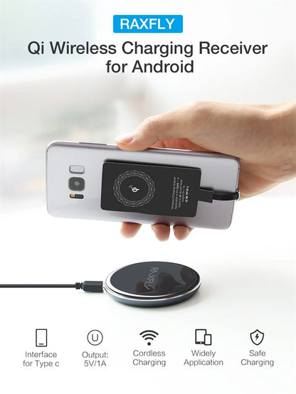 Wireless Charger Receiver Support Type C/Micro USB/Lightning Fast Wireless Charging Adapter For iPhone 5 Android Wireless Charge