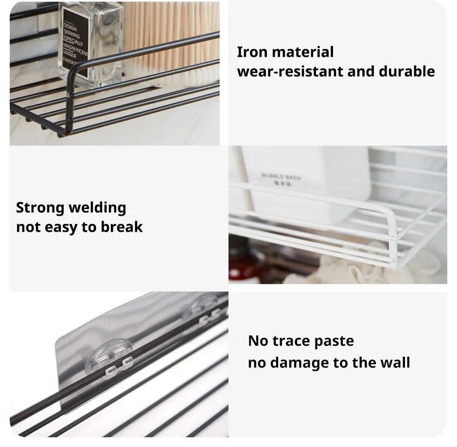 Bathroom Metal Shelves No-Drill Bathroom Organizer Cleaning Supplies Organizer Kitchen Supplies Storage Bathroom Accessories